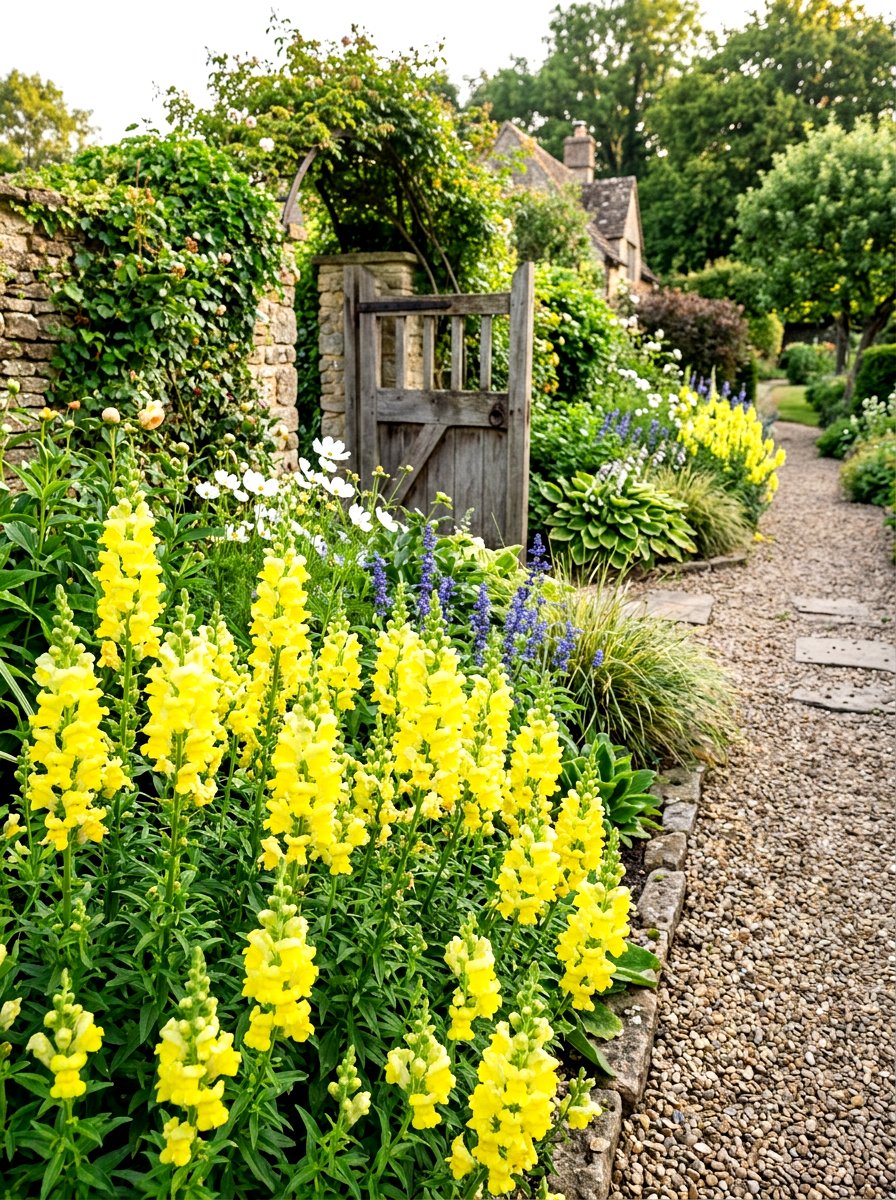 Yellow Snapdragon Border - 30 yellow flower border ideas