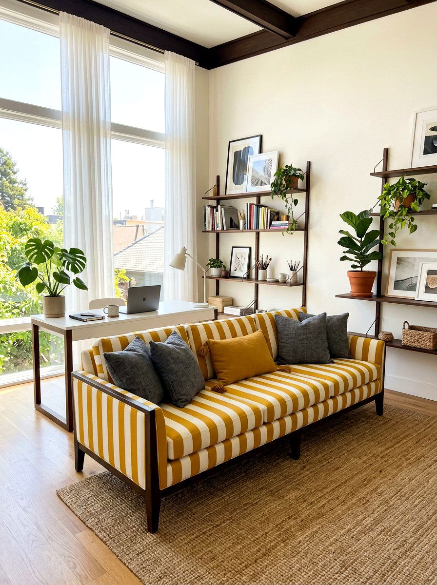 Yellow Stripe Sofa - 30 statement stripe sofa ideas