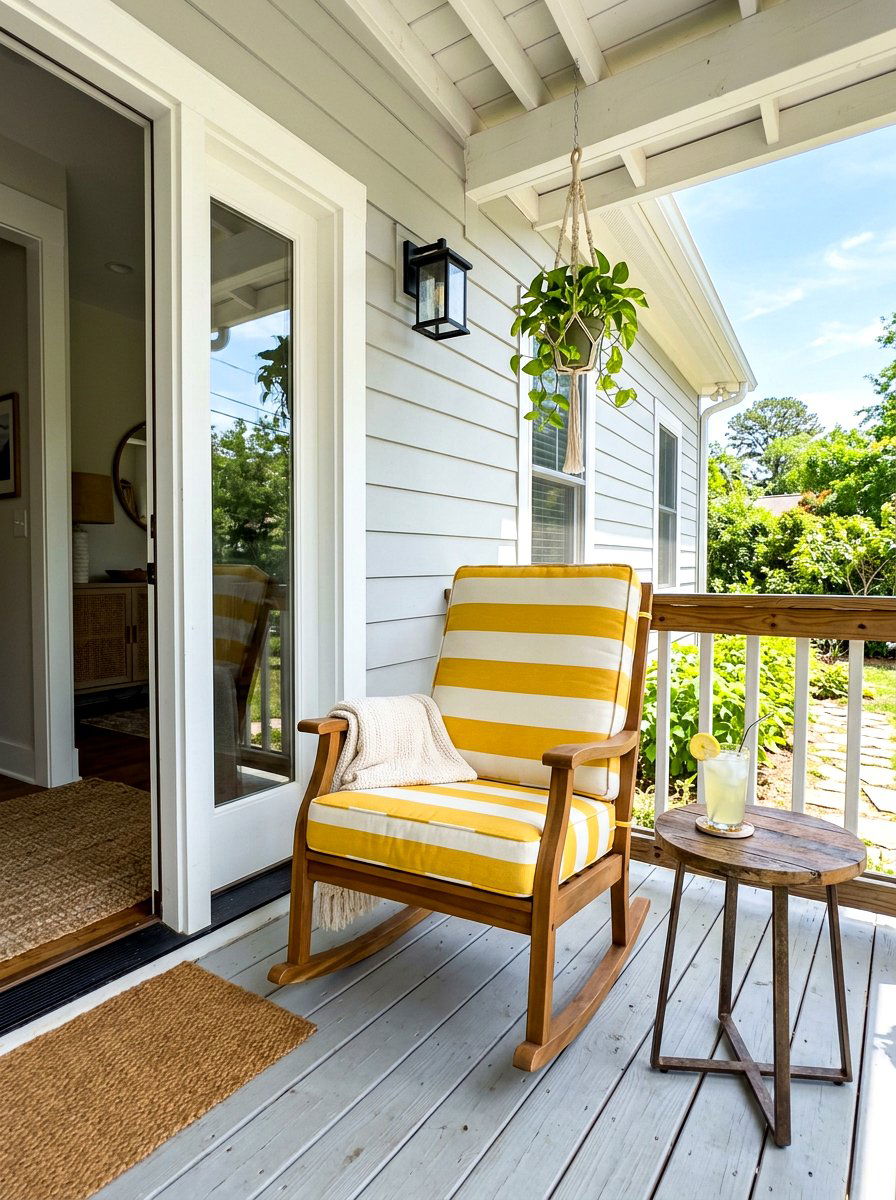 Yellow Striped Porch Chair - 30 striped summer porch ideas