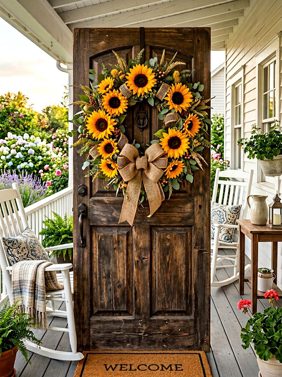 Yellow Sunflower - 30 summer wreath ideas