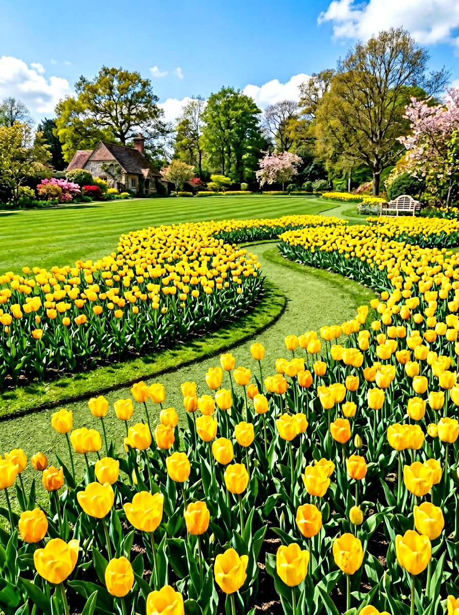 Yellow Tulip Garden - 30 tulip garden ideas