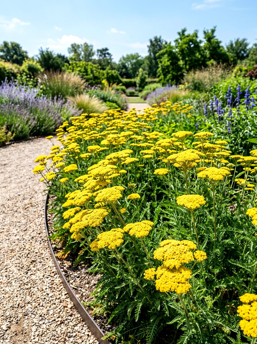 Yellow Yarrow Border - 30 yellow flower border ideas