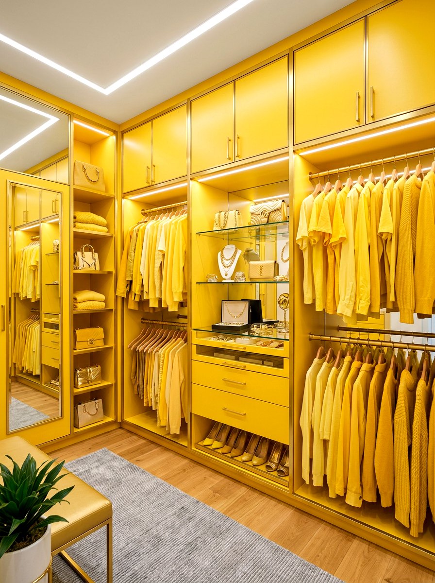 Yellow and Gold Closet - 30 color coordinated closet ideas
