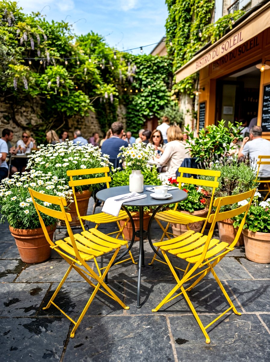 Yellow bistro chair patio - 30 bistro chair patio ideas
