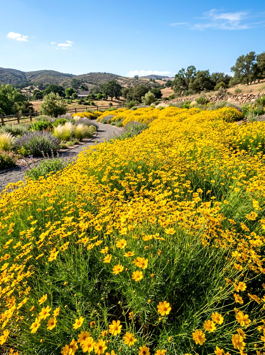 Yellow coreopsis garden - 30 summer bloom garden ideas