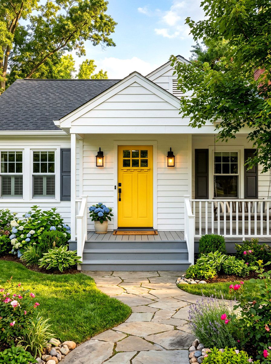 Yellow front door - 30 primary color decor ideas