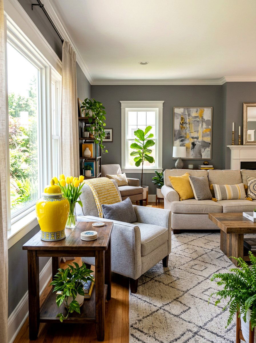 Yellow ginger jar pop - 30 ginger jar living room ideas