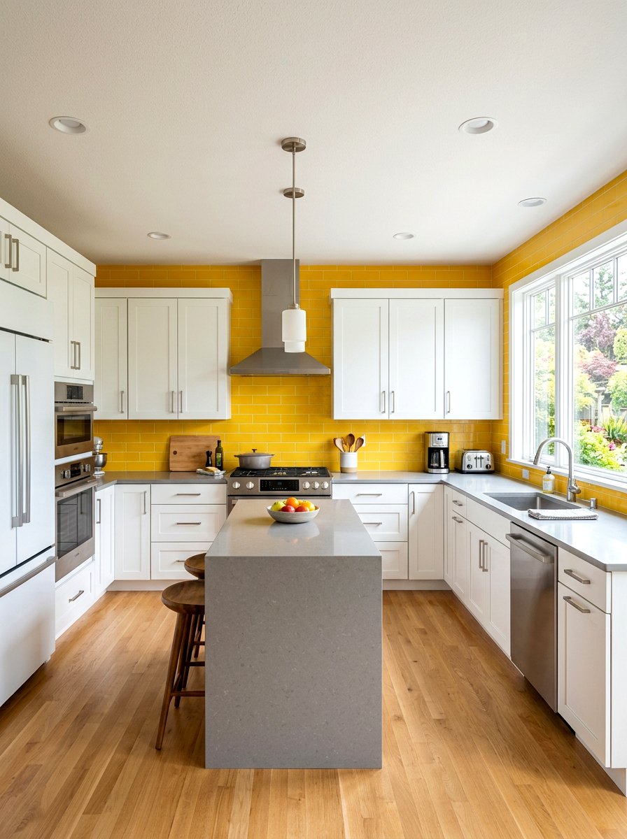 Yellow kitchen backsplash - 30 primary color decor ideas