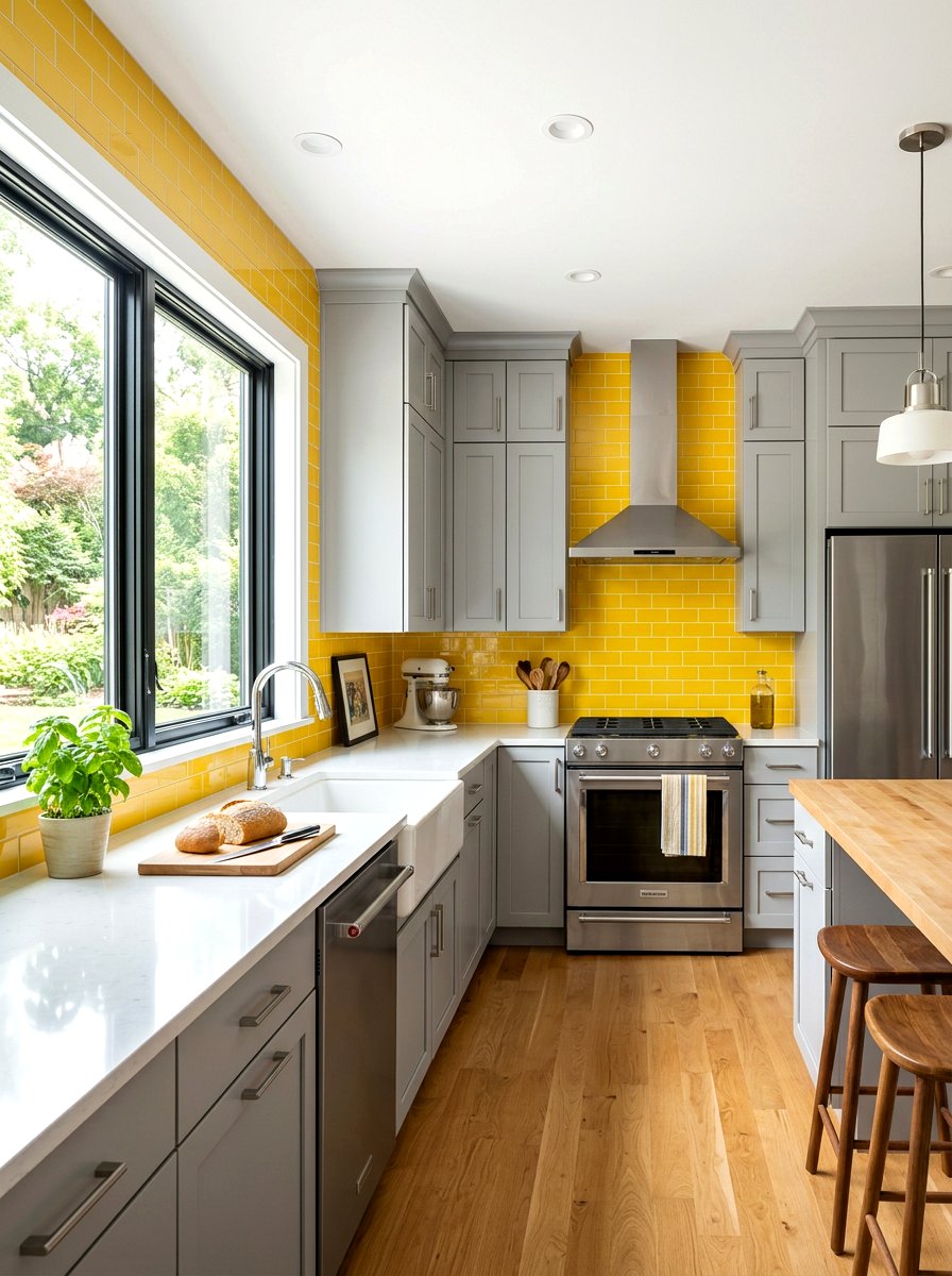 Yellow kitchen backsplash - 30 color pop kitchen ideas