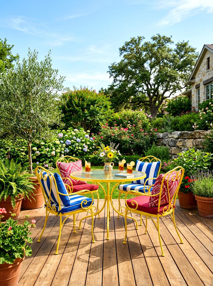 Yellow outdoor patio set - 30 primary color decor ideas
