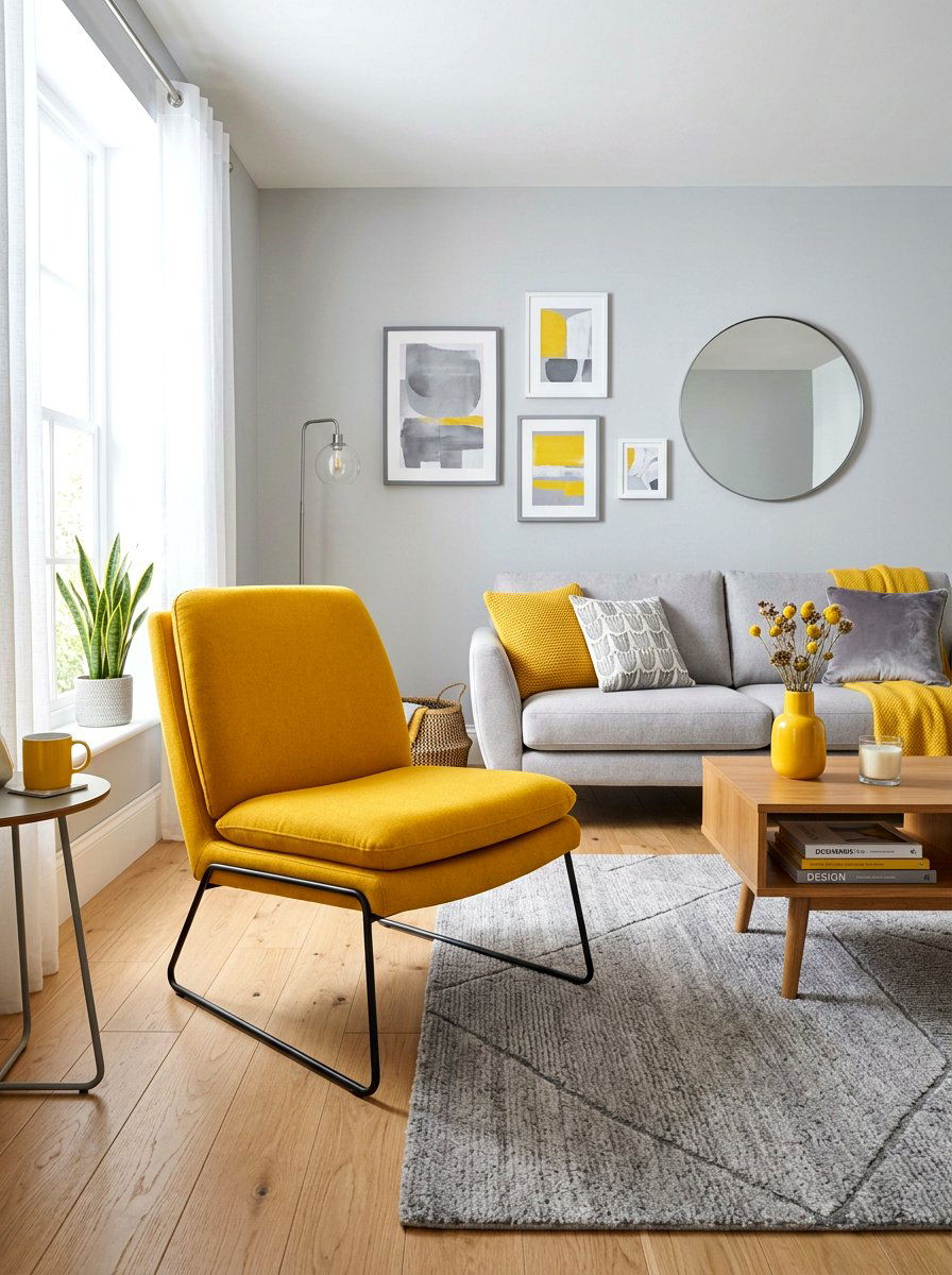 Yellow pop armless chair - 30 armless chair living room ideas