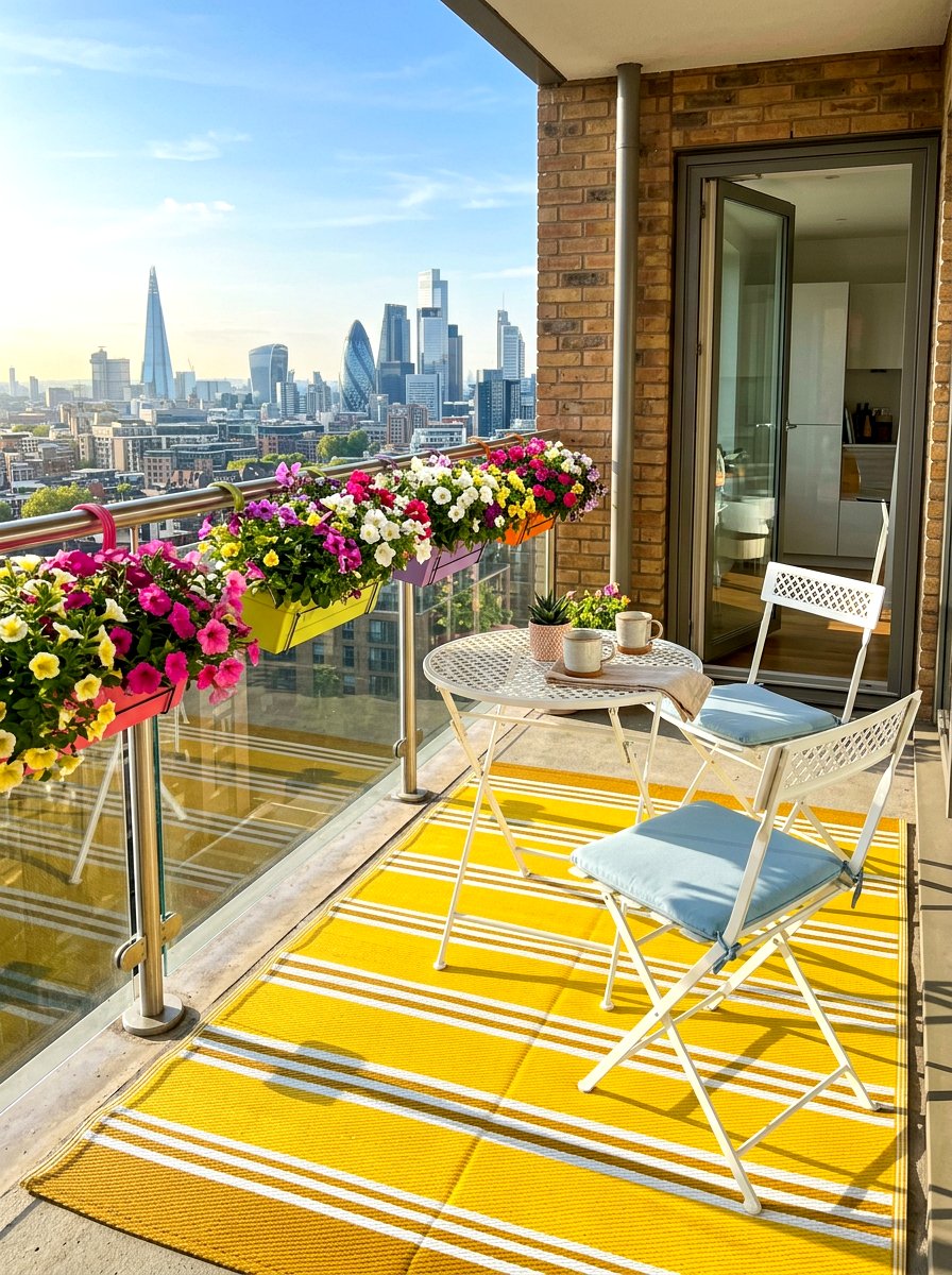 Yellow striped balcony rug - 30 striped outdoor rug ideas