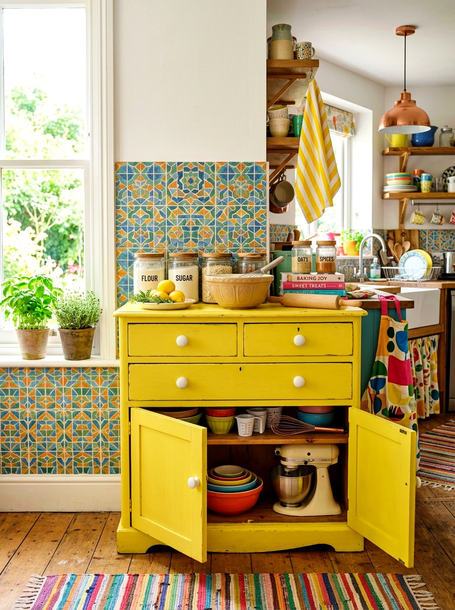 Yellow sunny kitchen dresser - 30 dresser in kitchen ideas