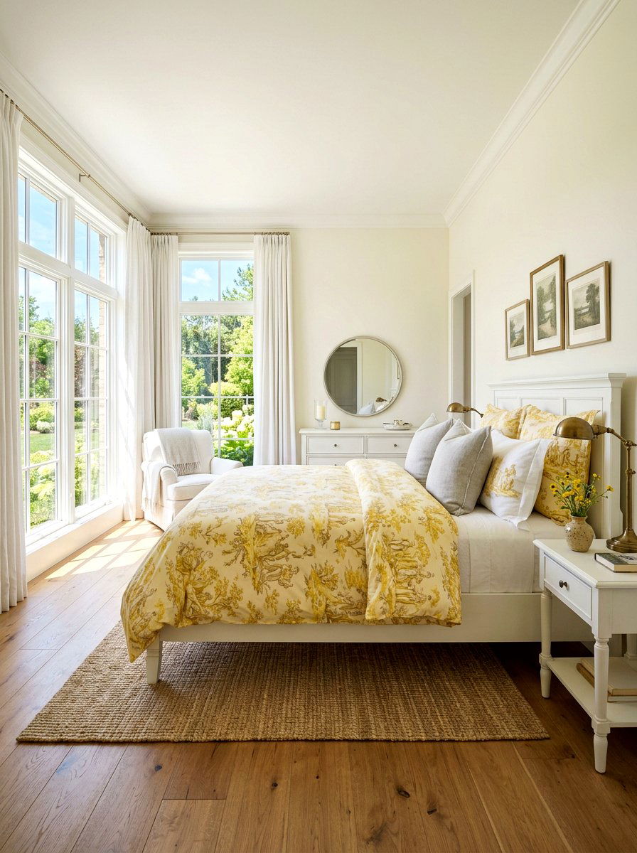Yellow toile bright bedroom - 30 toile bedroom ideas