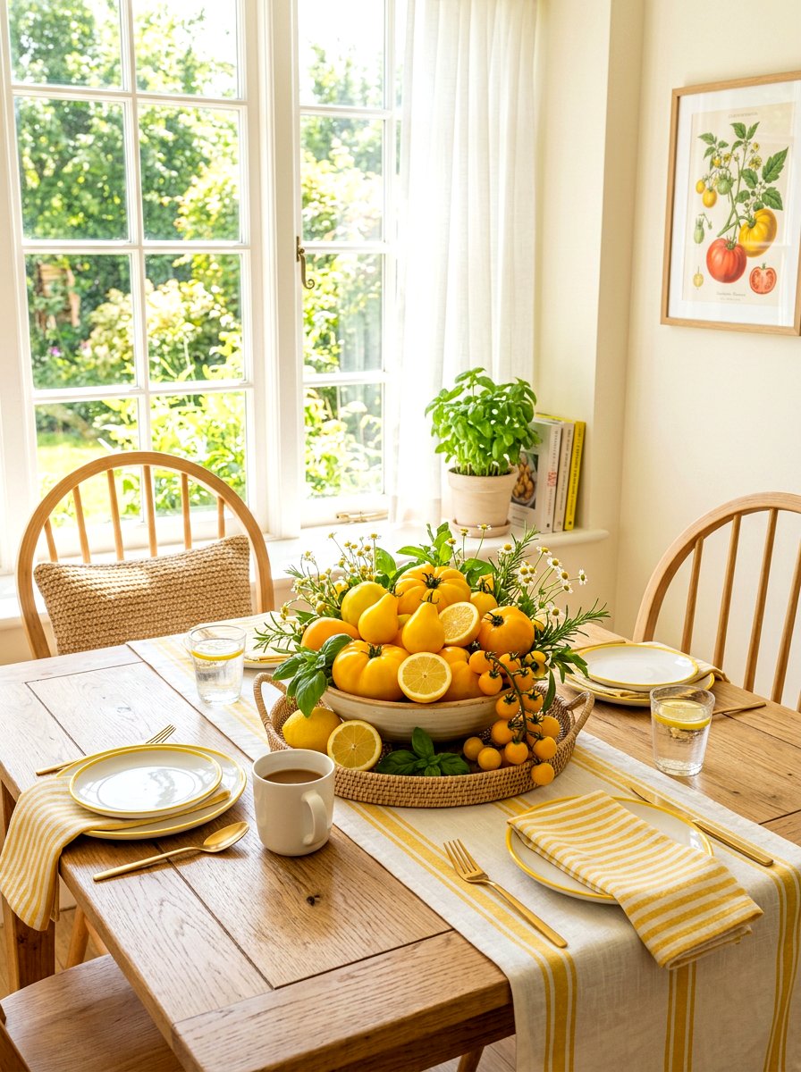 Yellow tomato centerpiece theme - 30 tomato tablescape ideas