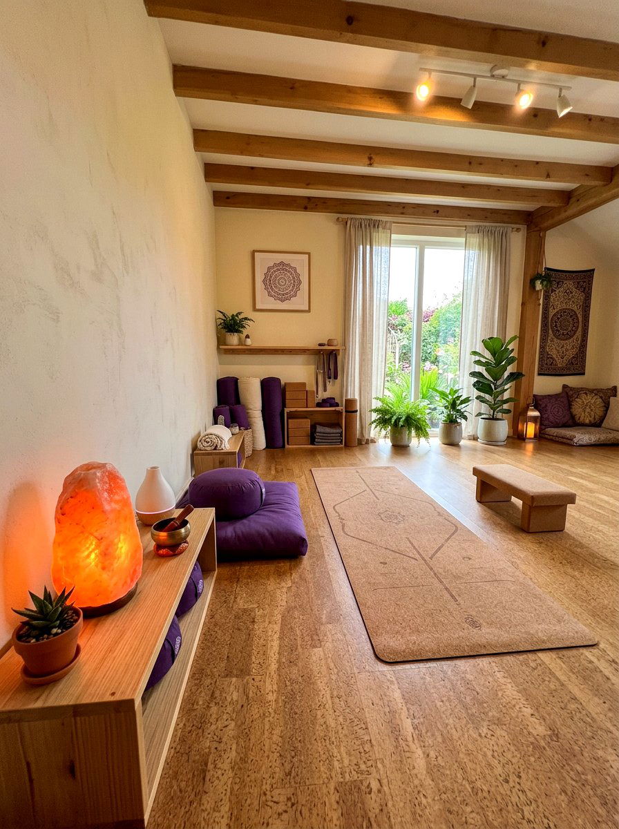 Yoga Space With Salt Lamp - 30 clean air room ideas