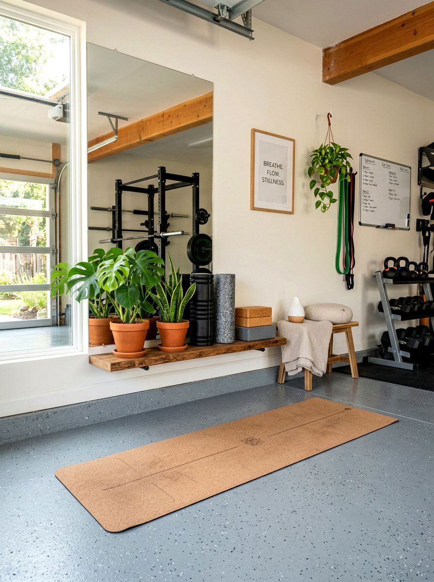 Yoga and mobility corner - 30 garage gym ideas