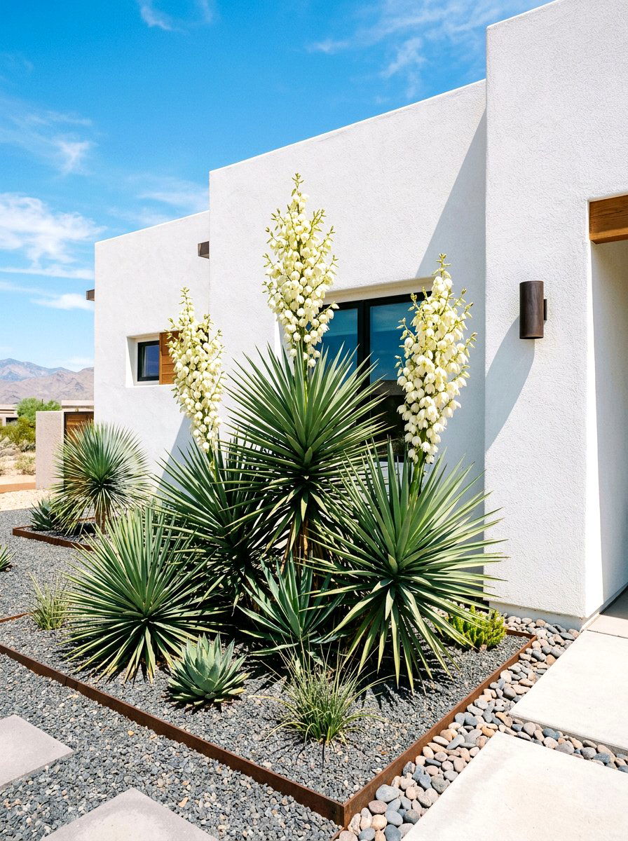 Yucca Plant Arrangement - 30 drought tolerant front yard ideas
