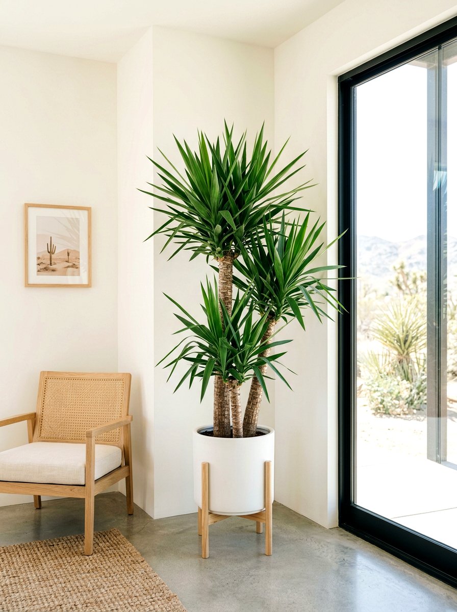 Yucca Plant Minimalist Corner - 30 indoor tree corner ideas