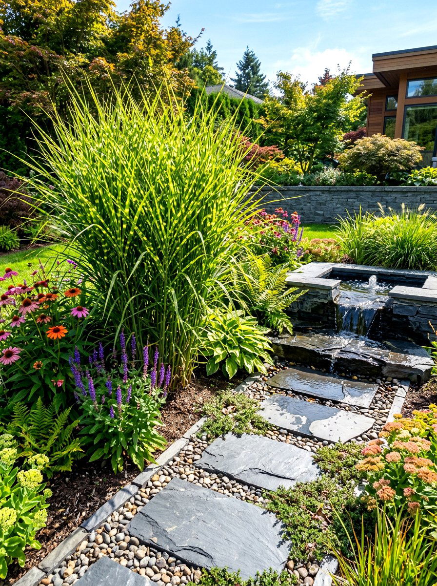 Zebra Grass Garden - 30 ornamental grass garden ideas
