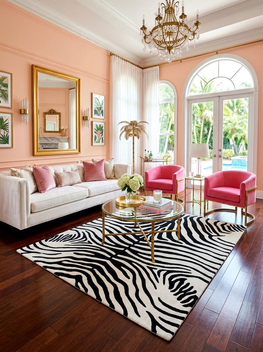 Zebra Print Area Rug - 30 palm beach decor ideas