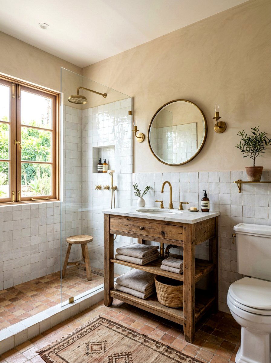Zellige Tile Bathroom - 30 half tiled bathroom ideas