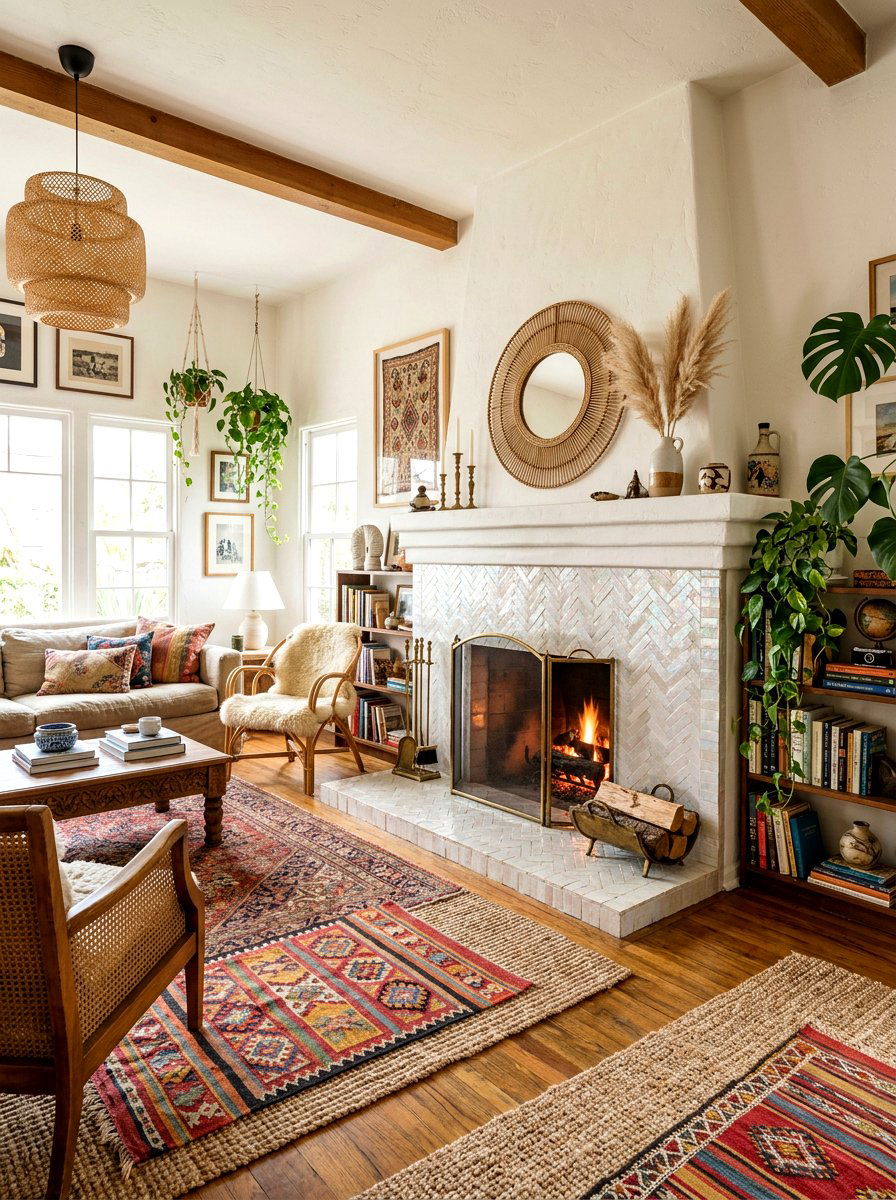 Zellige Tile Hearth - 30 fireplace hearth ideas