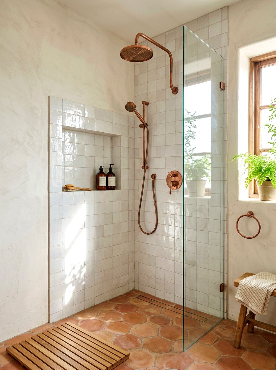Zellige Tile Shower Niche - 30 shower niche ideas