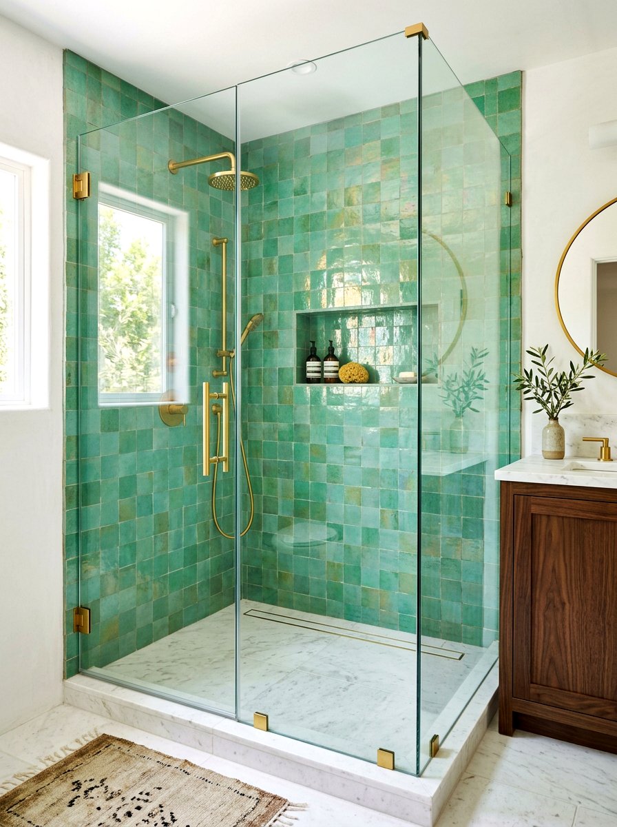 Zellige Tile Shower - 30 bathroom shower ideas
