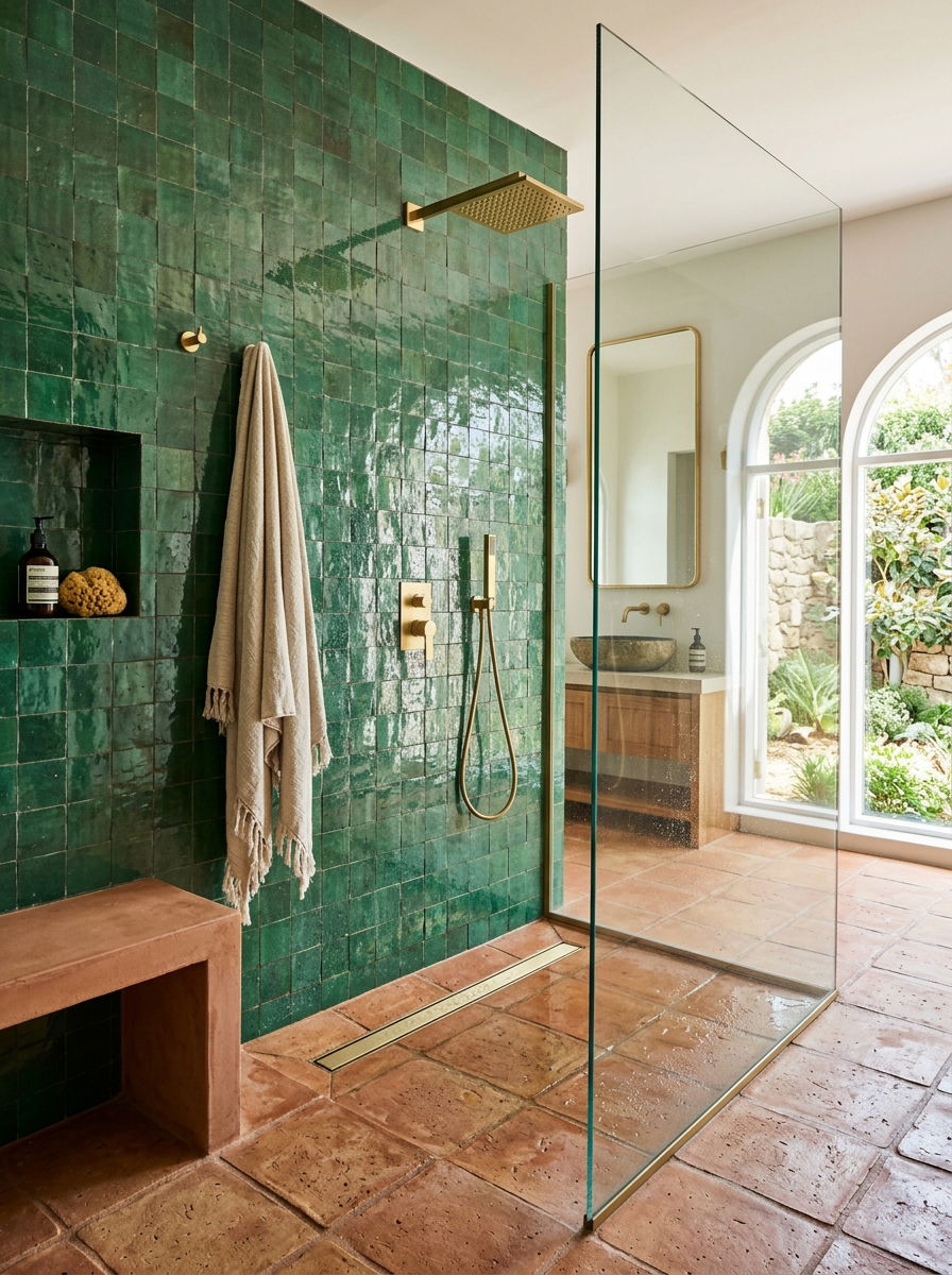 Zellige Tile Wet Room - 30 wet room bathroom ideas