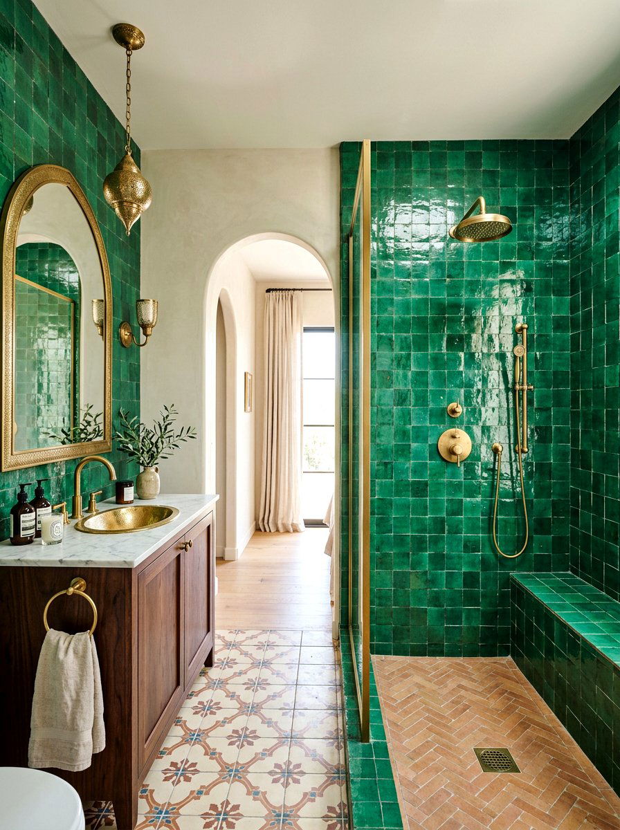 Zellige tile master bath - 30 bathroom wall decor ideas