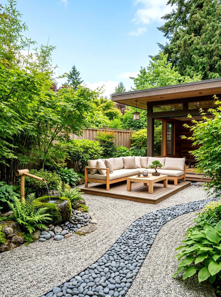 Zen Backyard Lounge - 30 covered patio lounge ideas