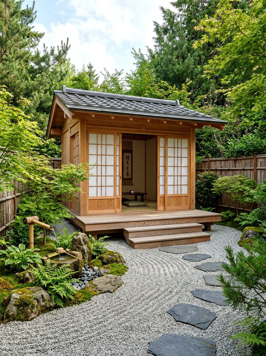 Zen Backyard Retreat - 30 garden studio backyard ideas