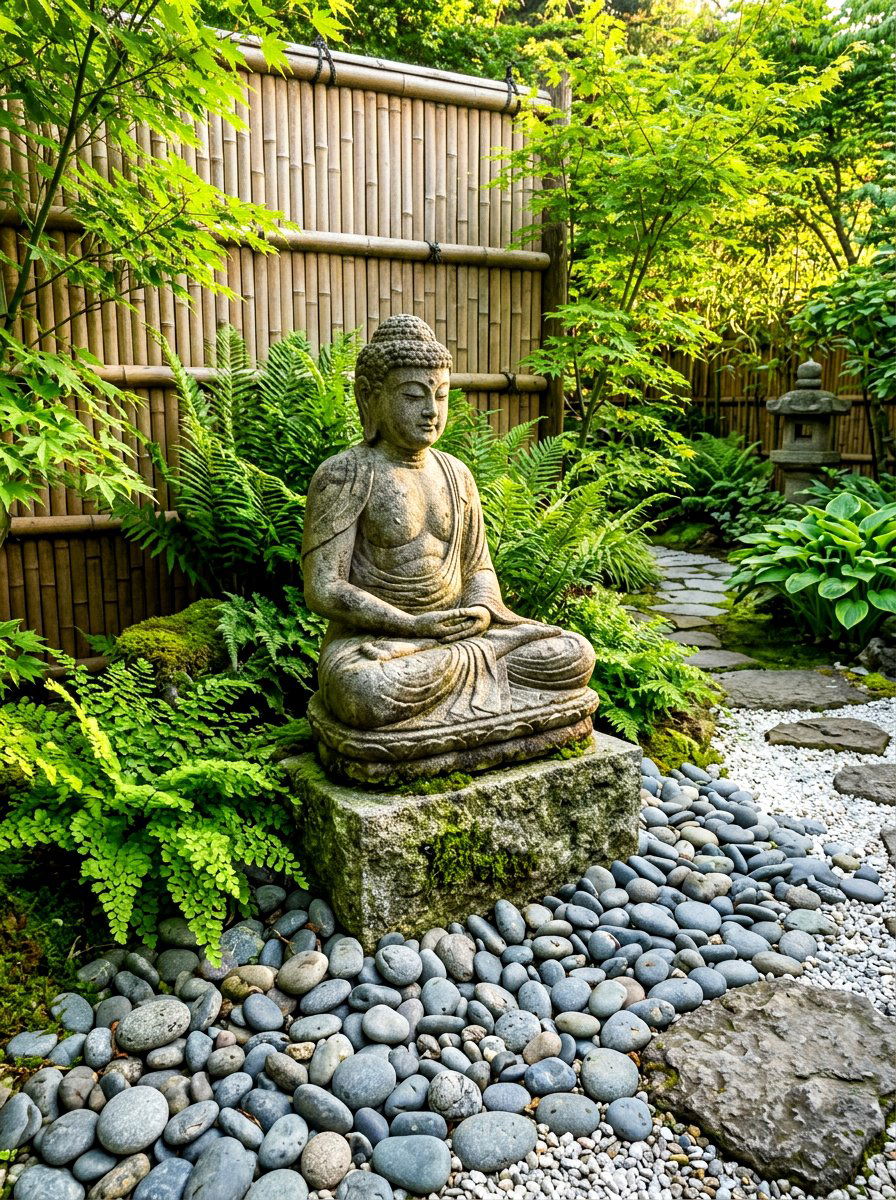 Zen Buddha Garden Statue - 30 garden statue ideas