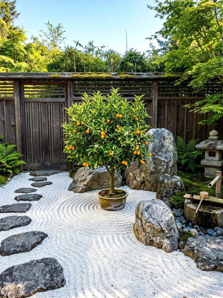 Zen Citrus Rock Garden - 30 dwarf citrus garden ideas