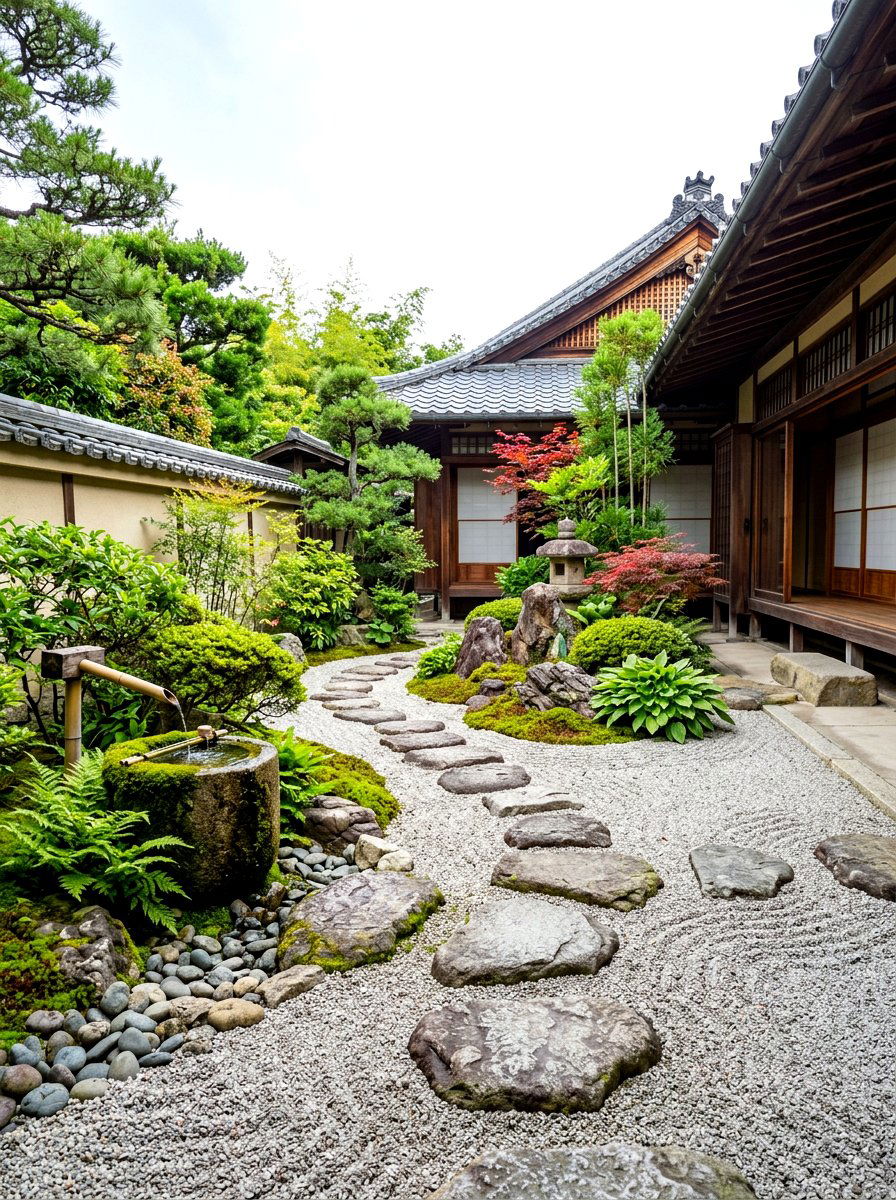 Zen Courtyard - 30 stone courtyard patio ideas