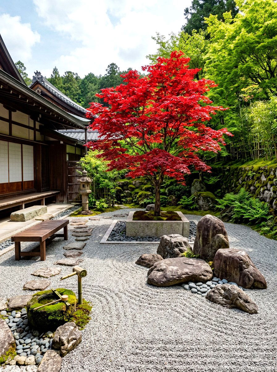 Zen Courtyard - 30 kitchen courtyard garden ideas