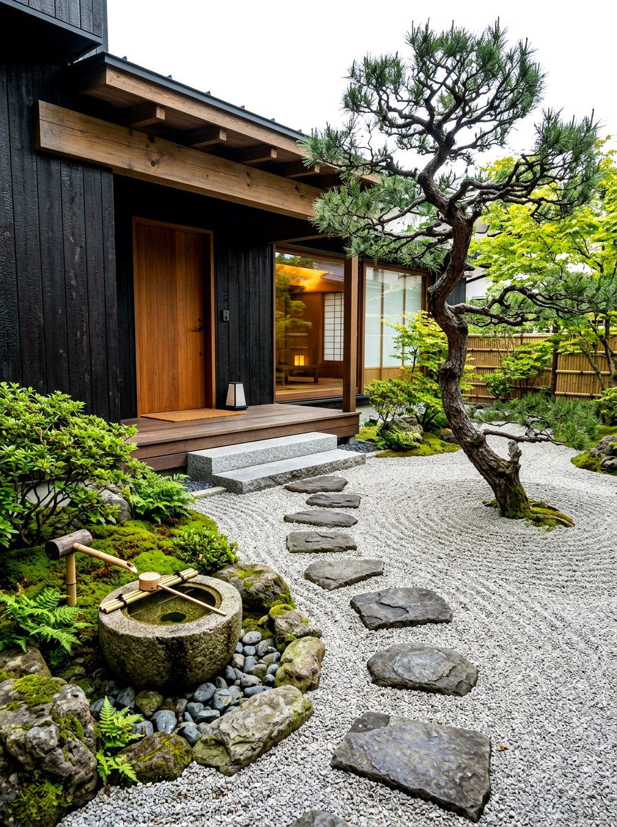 Zen Garden - 30 house entrance landscaping ideas