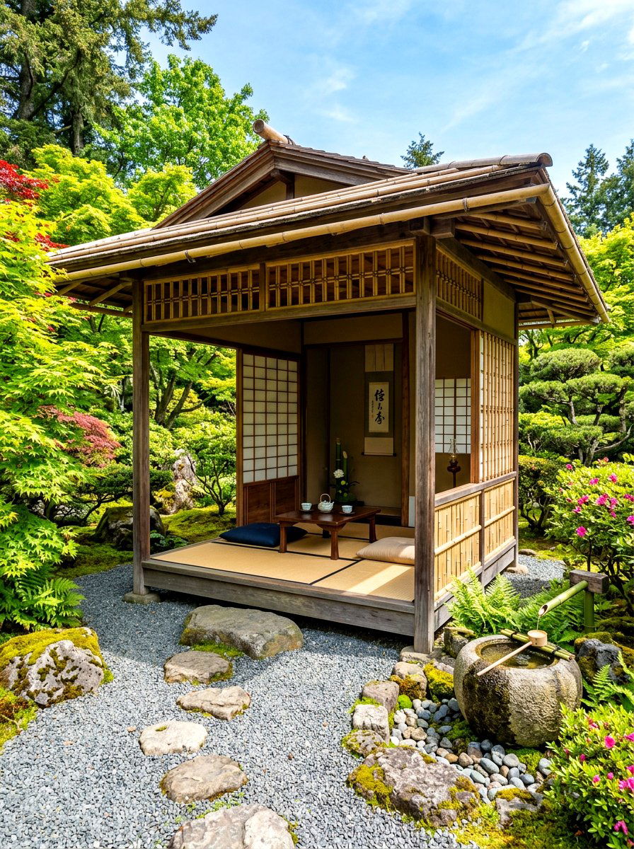 Zen Garden Cabana With Bamboo Accents - 30 backyard cabana lounge ideas
