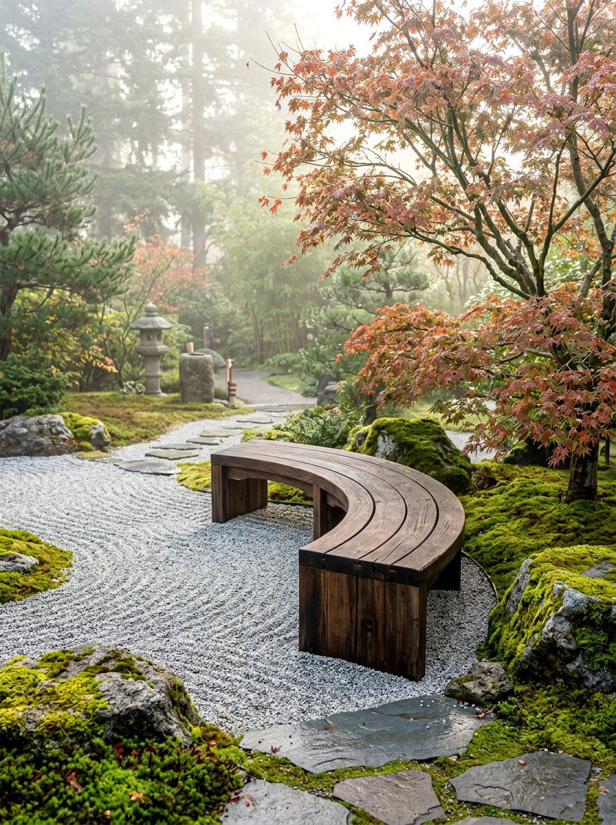 Zen Garden Curved Wood Bench - 30 curved patio sofa ideas