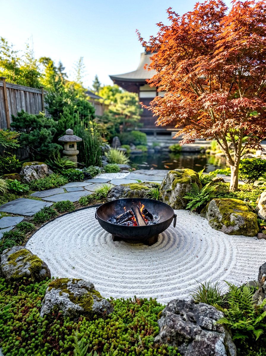 Zen Garden Fire Pit - 30 fire pit landscaping ideas