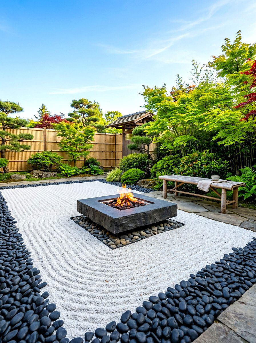 Zen Garden Fire Pit - 30 square fire pit ideas
