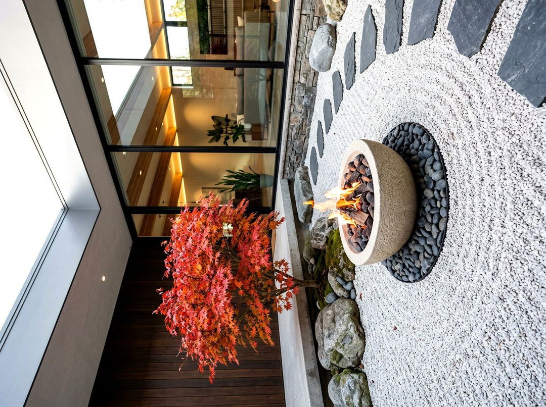 Zen Garden Fire Pit - 30 sunken fire lounge ideas