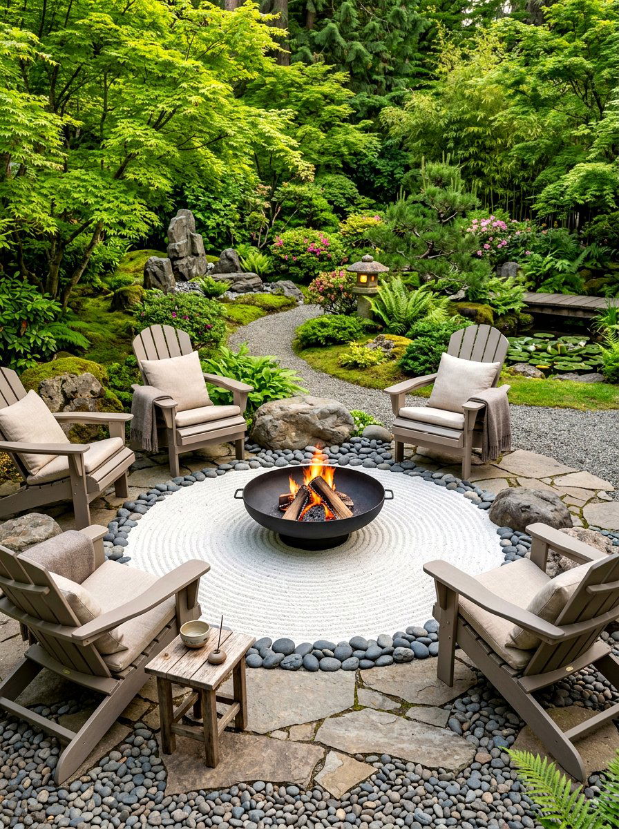 Zen Garden Fire Pit Circle - 30 adirondack fire pit circle ideas