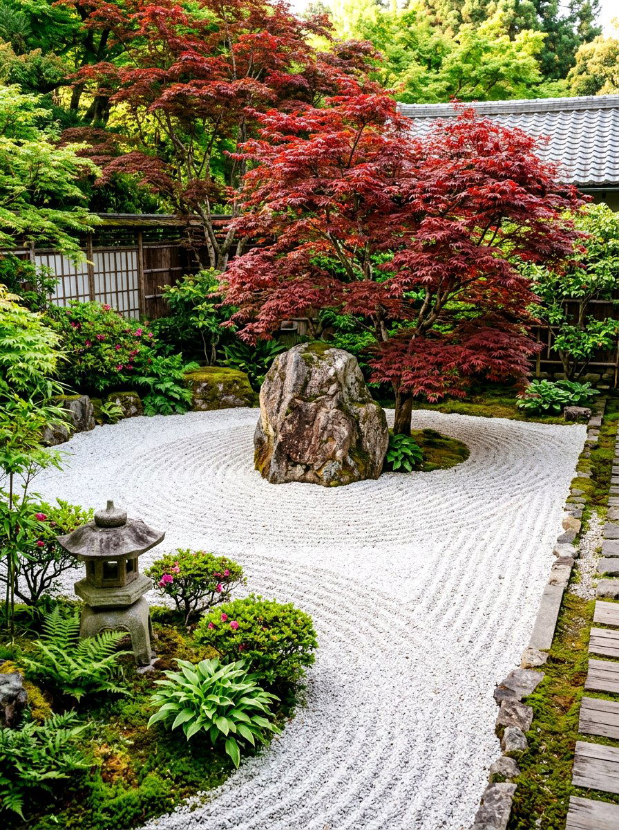 Zen Garden Gravel Area - 30 gravel front yard landscaping ideas