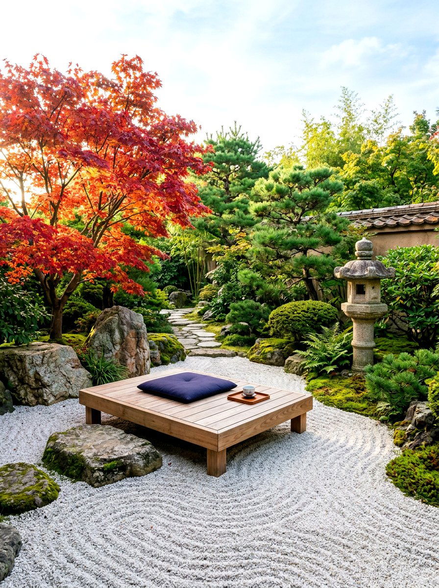 Zen Garden Meditation Corner - 30 backyard lounge zone ideas