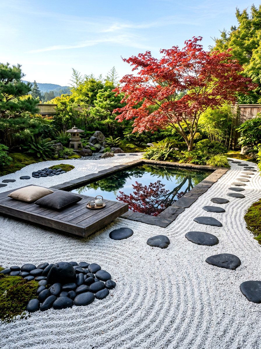 Zen Garden Pool Area - 30 pool lounge patio ideas