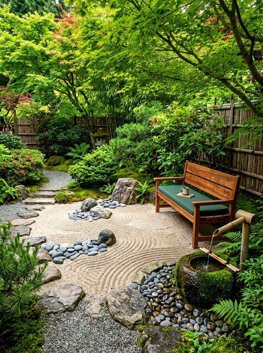 Zen Garden Seating - 30 evening backyard lounge ideas