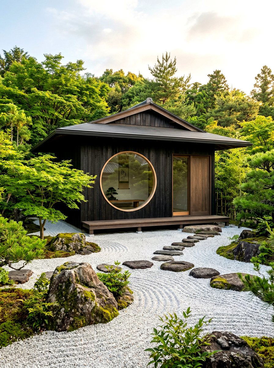 Zen Garden Shed - 30 backyard retreat shed ideas