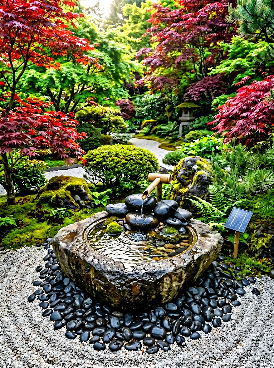 Zen Garden Solar Fountain - 30 solar fountain ideas
